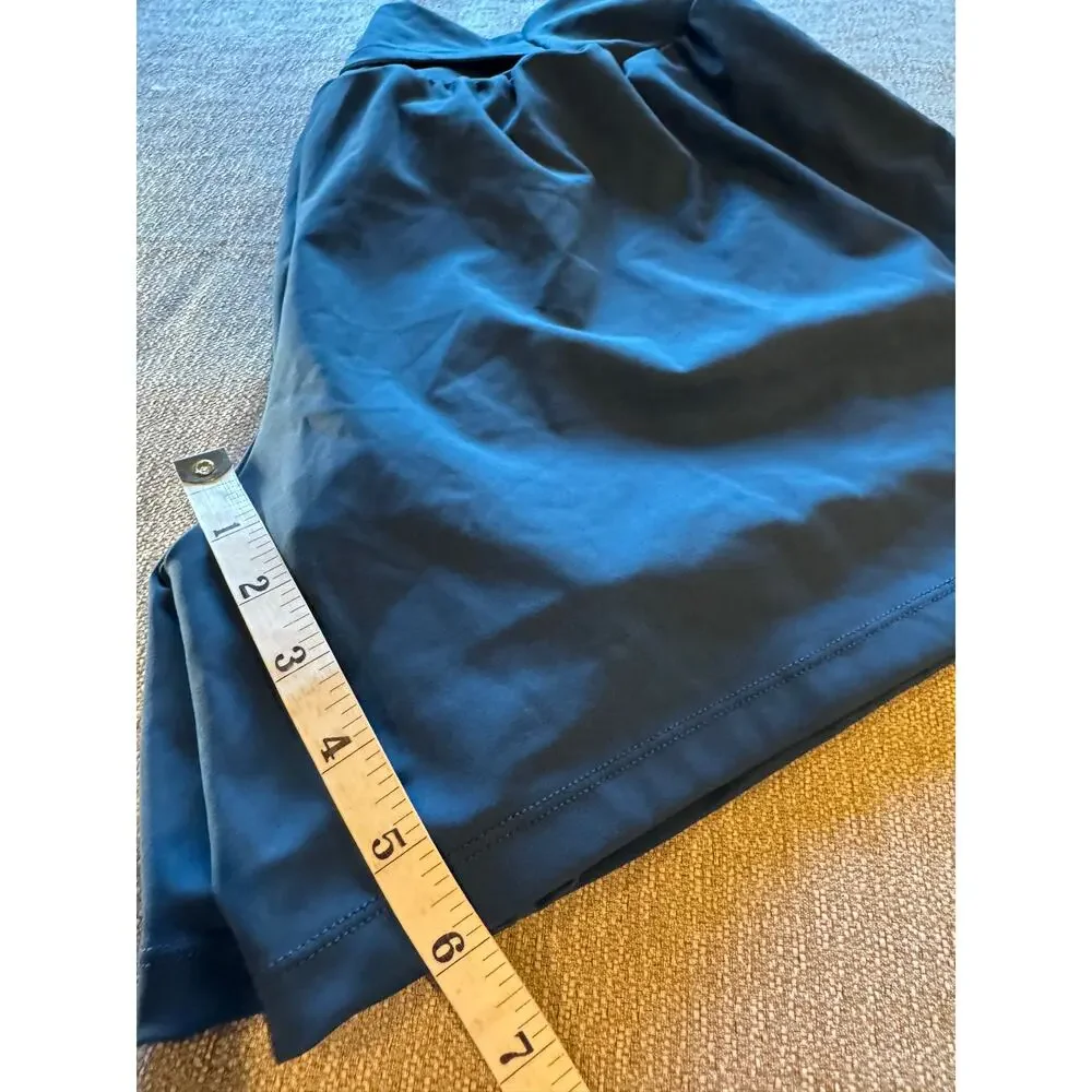 Halara XL Long High Waisted Athletic Running Shorts Built-In Liner Blue